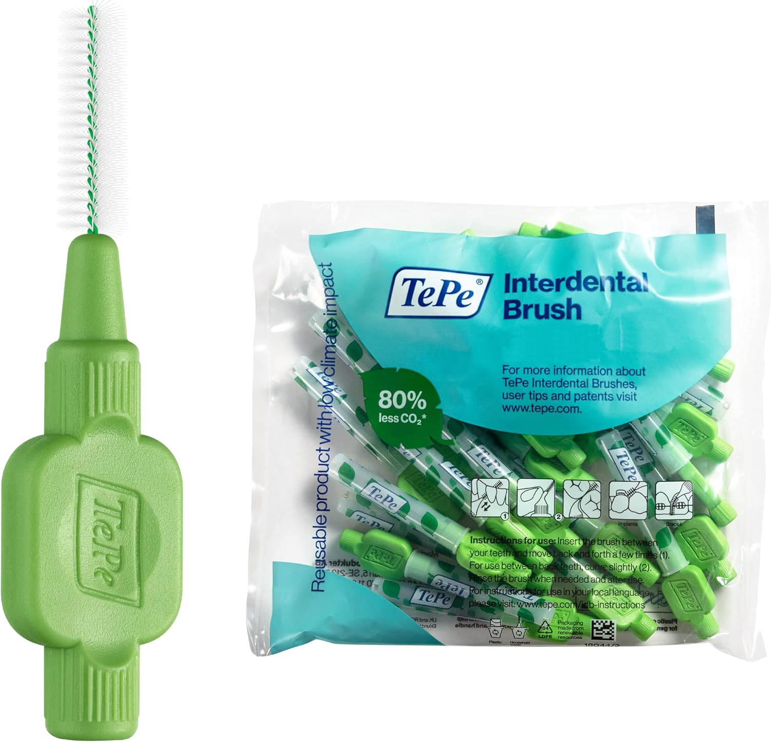 Tepe Green Interdental Brush 0.8mm 25 Pack