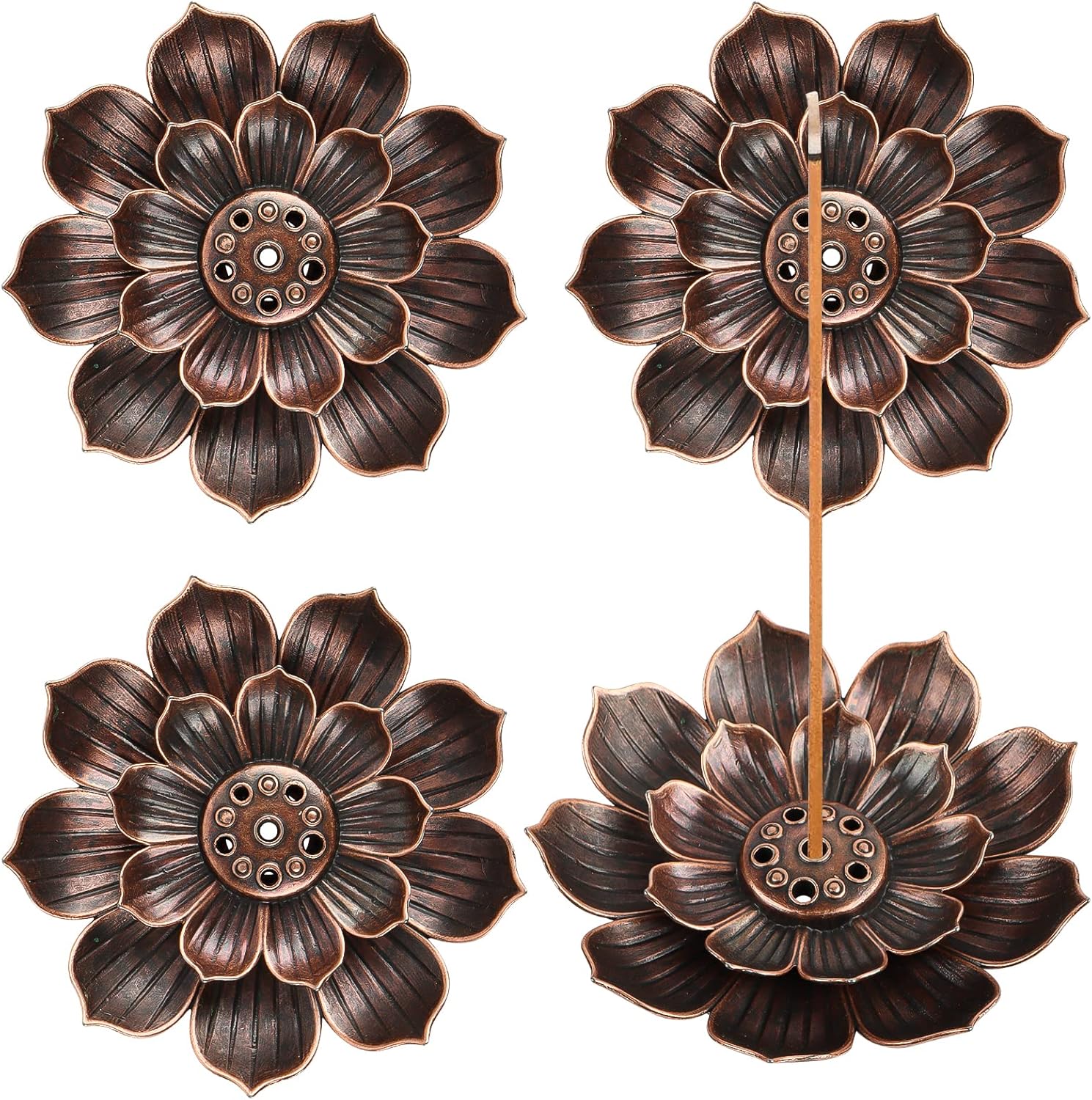 4 Pcs Incense Holder,Mini Lotus Incense Stick Holders Burner Holder with 6 Incense Holes for Office Tea House Meditation Yoga SPA Home Fragrance Decor(2.28 inch/5.8 cm)
