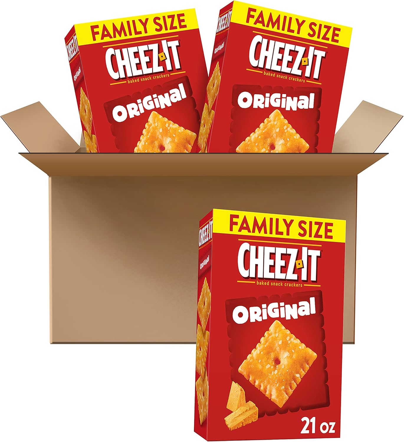 Cheez-It Baked Snack Cheese Crackers, Original, Family Size, 21 oz Box(Pack of 3) (2 case(21 oz Box(Pack of 3)))