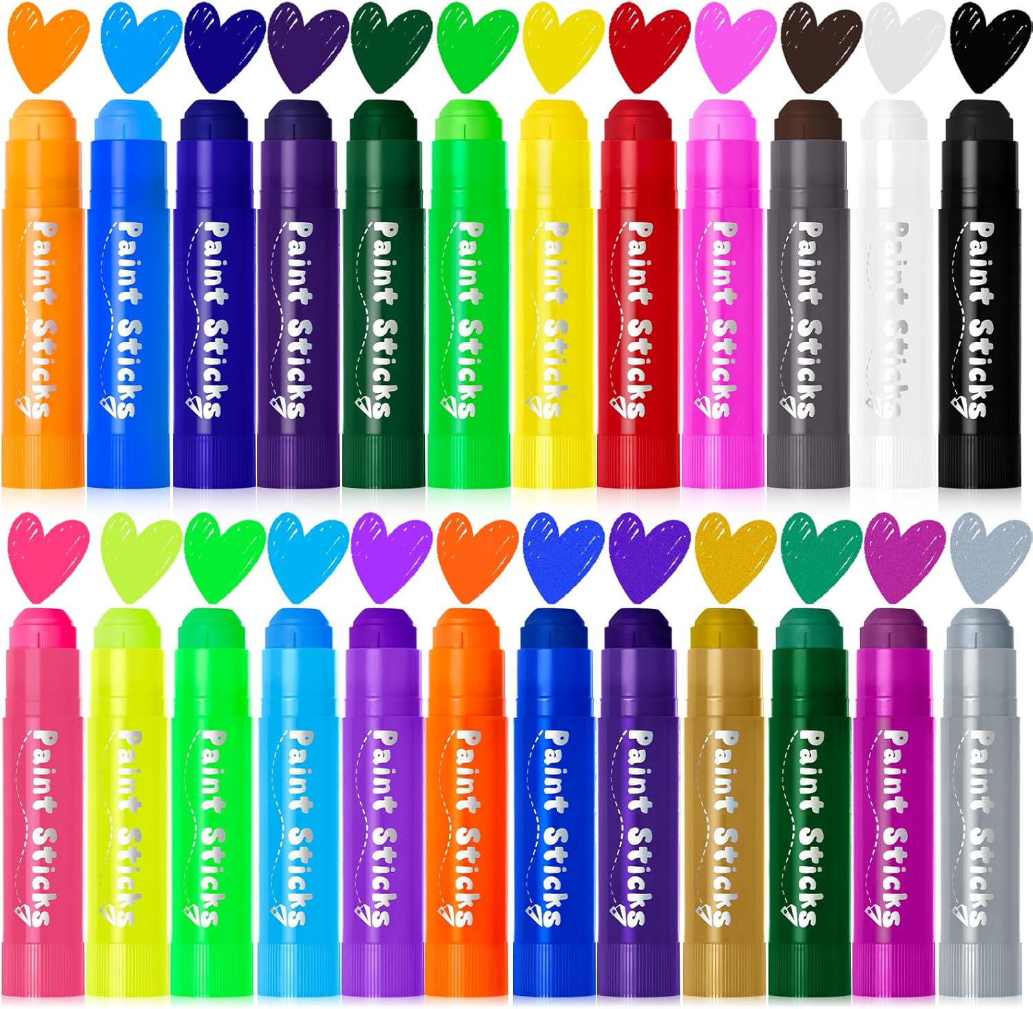 Aen Art Paint Sticks, 24 Colors Solid Tempera Paint Sticks for Kids, Quick Drying Washable Paint for Students