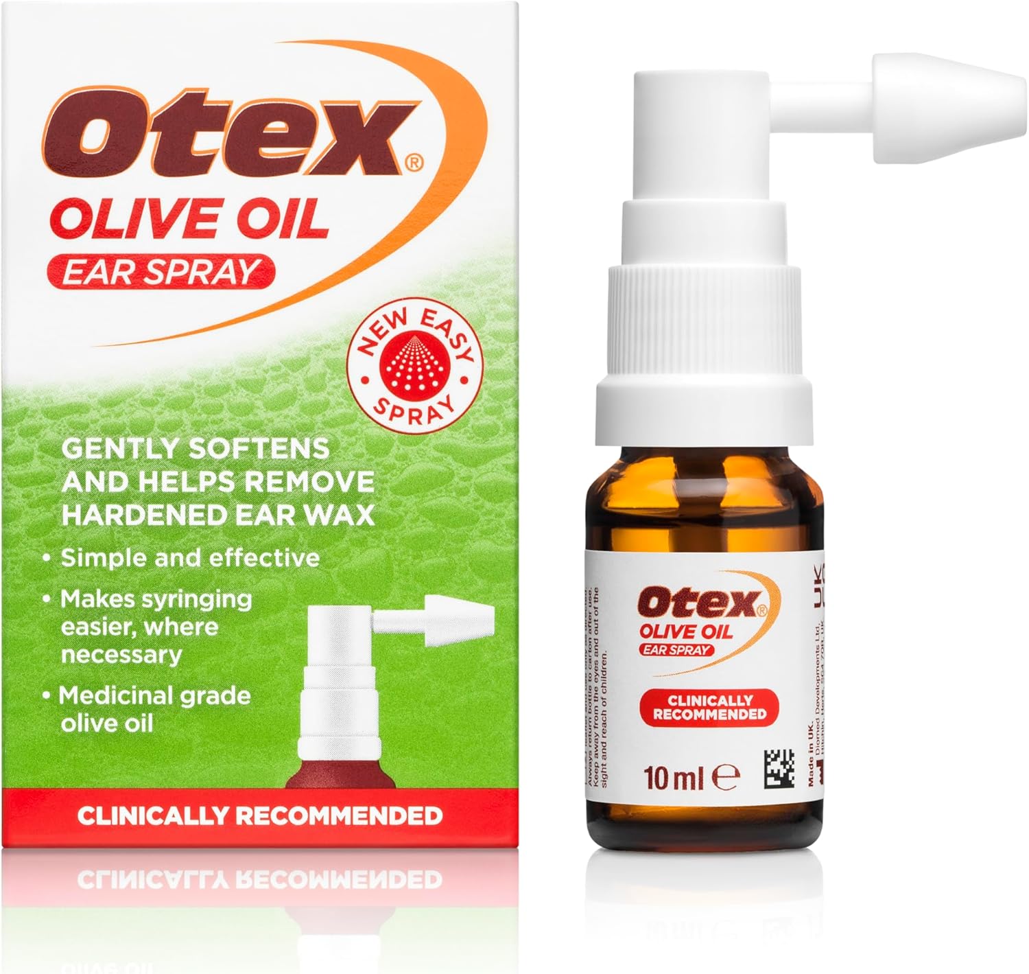 Otex Olive Oil Ear Spray for Natural, Gentle Removal of Excessive, Hardened Ear Wax. Bottle with Spray Applicator 10ml