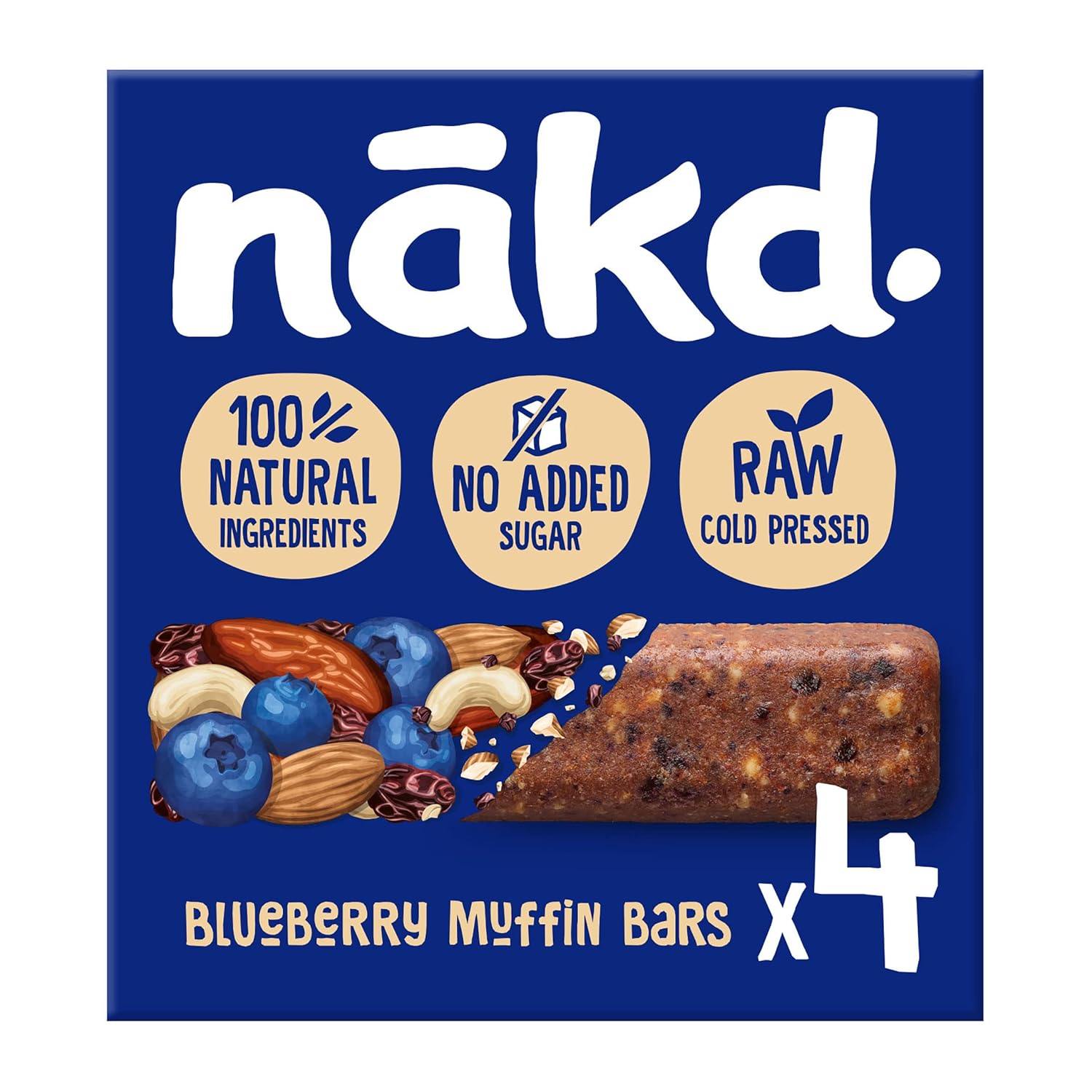 Nakd Blueberry Muffin 4 Raw Fruit & Nut Bars 4 X 35g