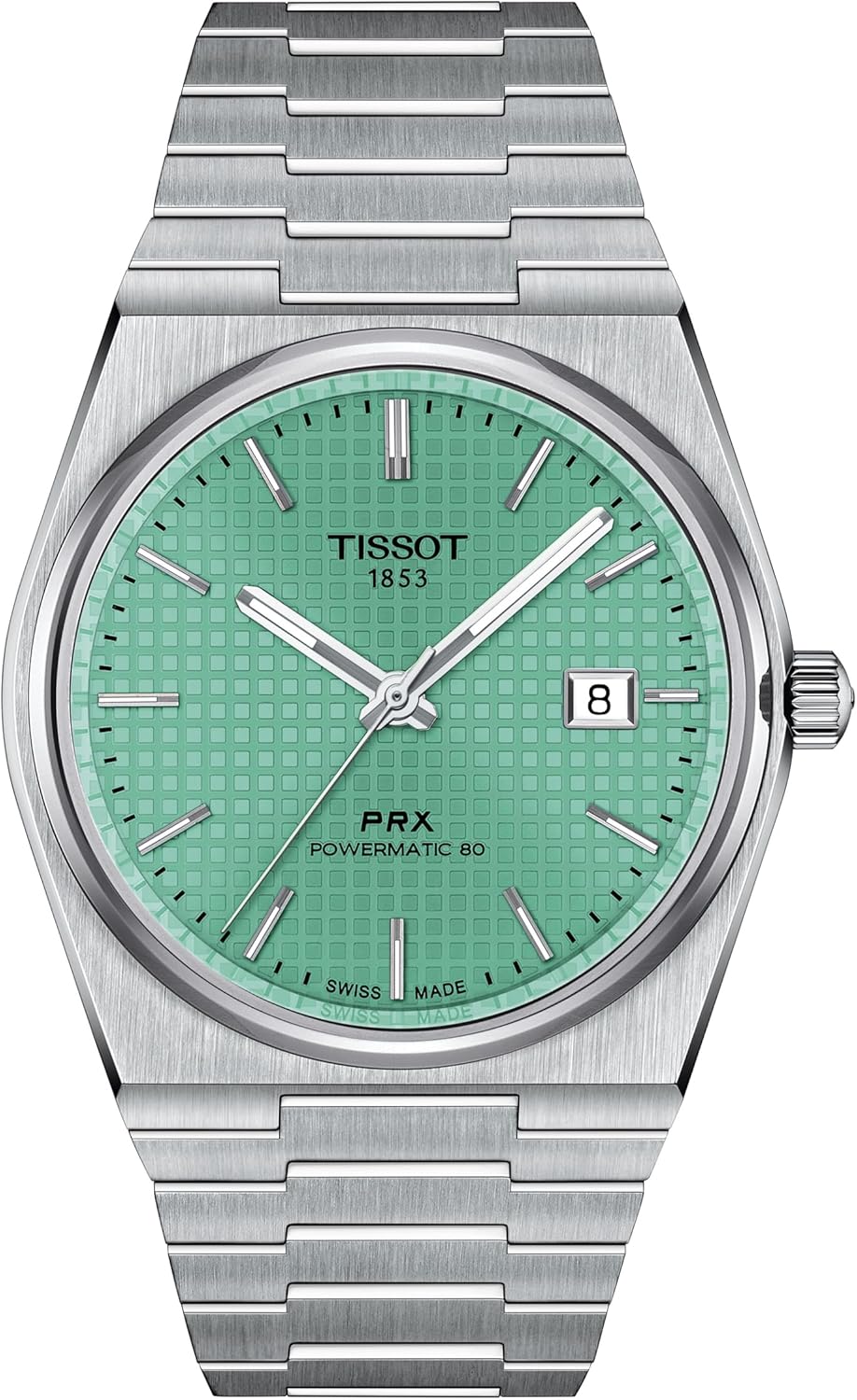 Tissot Mens PRX Powermatic 80 316L Stainless Steel case Automatic Watches, Grey, Stainless Steel, 12 (T1374071109101)