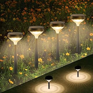 Linkind Solar Pathway Lights 8 Pack, Solar Lights Outdoor for Halloween Decorations, Warm White Solar Path Lights Waterproof, Solar Halloween Lights for Walkway Yard Landscape Garden