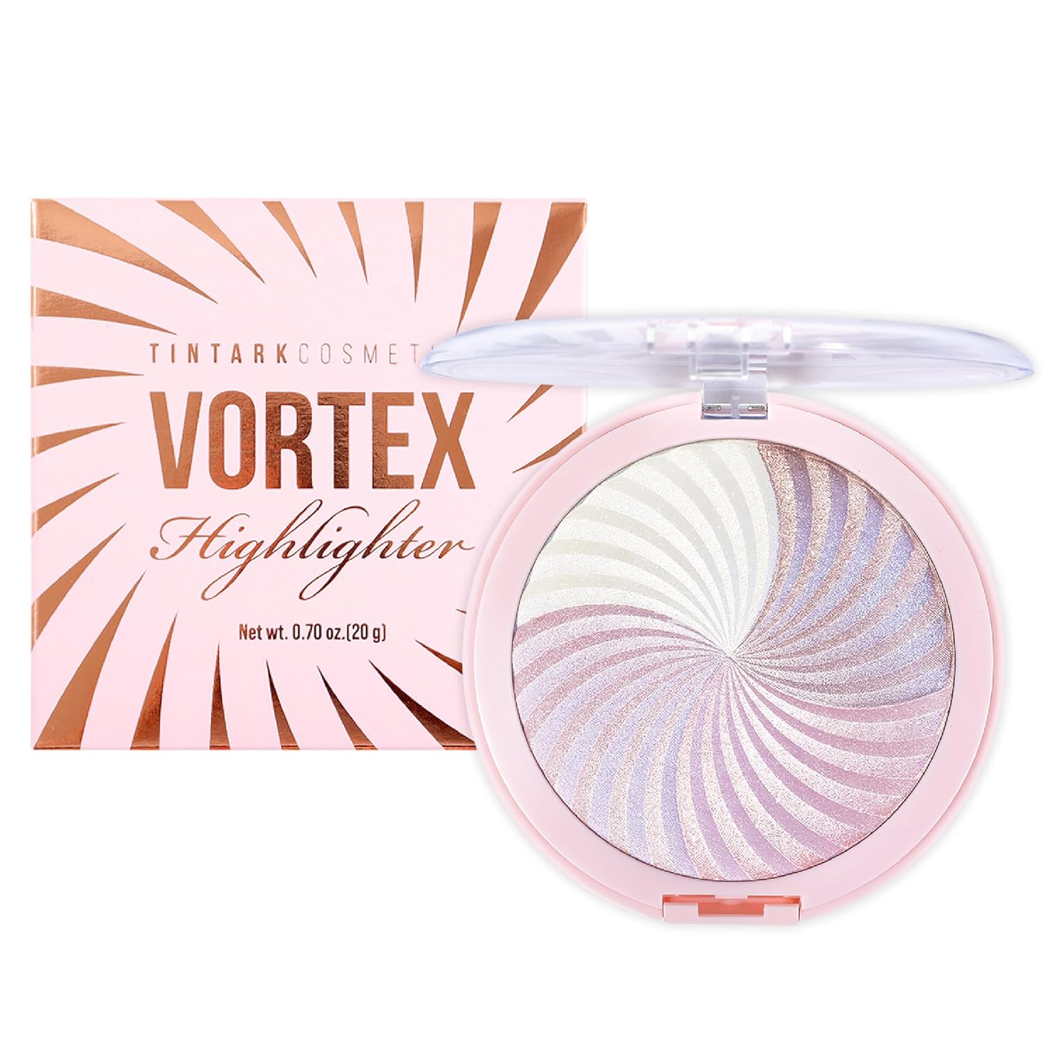 4 inch Supersize Vortex Highlighter Palette for Face Body Cheek,Ultra Shimmer Sparkle Compact,Talc Free,Glow Metallic Glitter Brighten Illuminator,Pink Pearl Powder,Rose Gold,Peach,Champagne