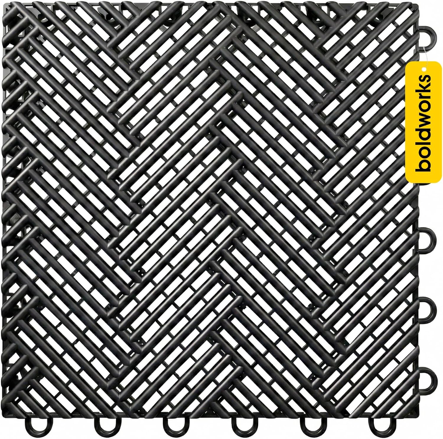 Garage Floor Tiles Interlocking Garage Flooring Tiles Pack of 48 Antislip Oil and Stain Resistant for Garages Shop Floors Basements 40000 LBS Load Capacity (Black, 12 inch x 12 inch, Drain Tiles)