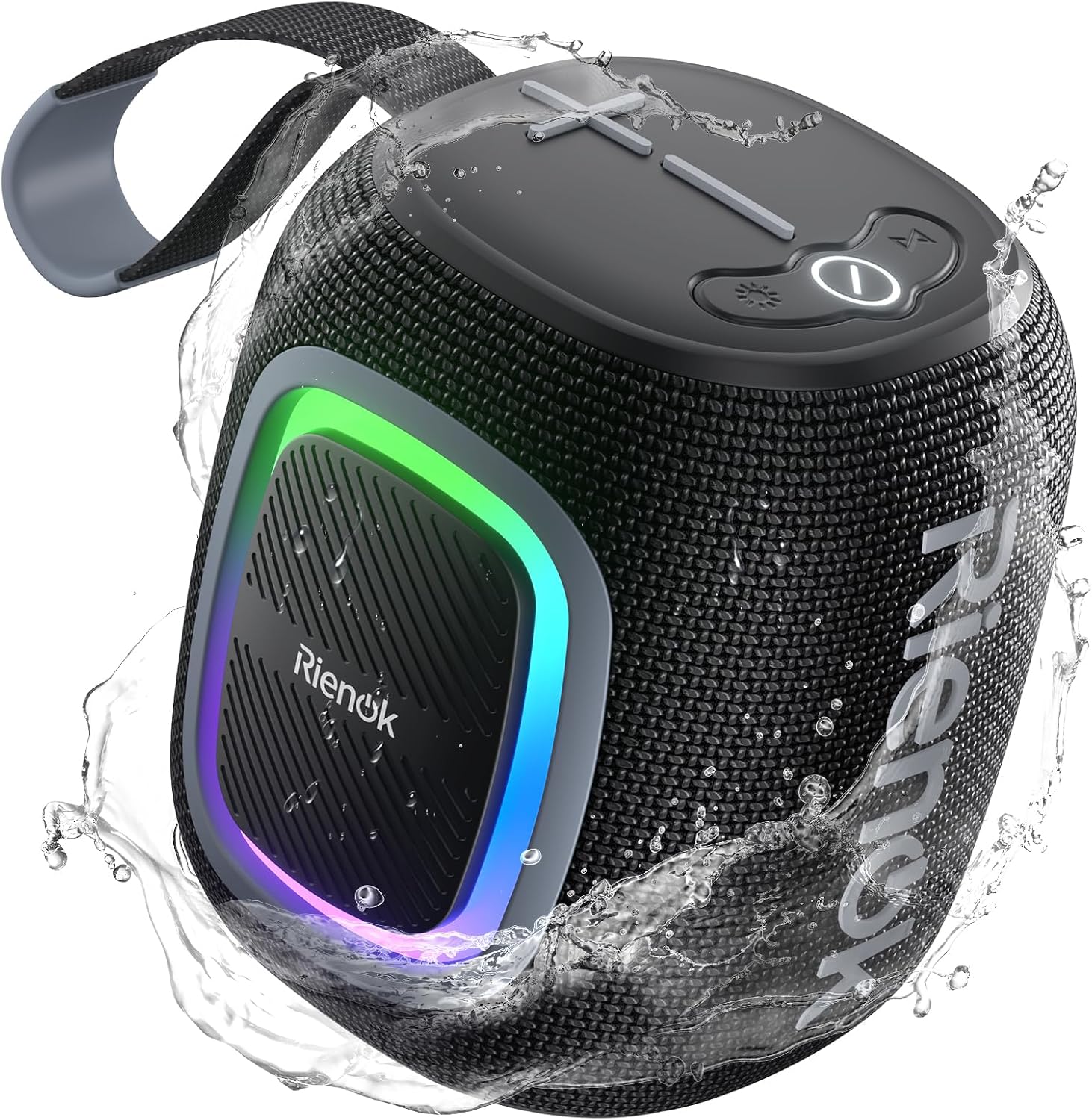 RIENOK Bluetooth Speaker Wireless Portable Waterproof Speaker with Lights FM Radio 15-Hour Playtime Bluetooth 5.3 TF Card USB Playback Mini for Home Garden Party Camping Travel