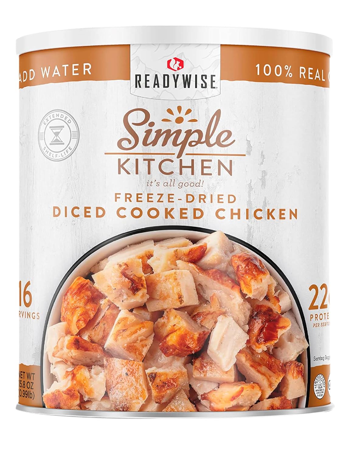 READYWISE - Simple Kitchen, Diced Chicken, 16 SERVINGS, MRE, Emergency Food Supply, Freeze Dried Meat, Canned Food, Freeze Dried, Canned Chicken, Camping, Survival Food #10 Can