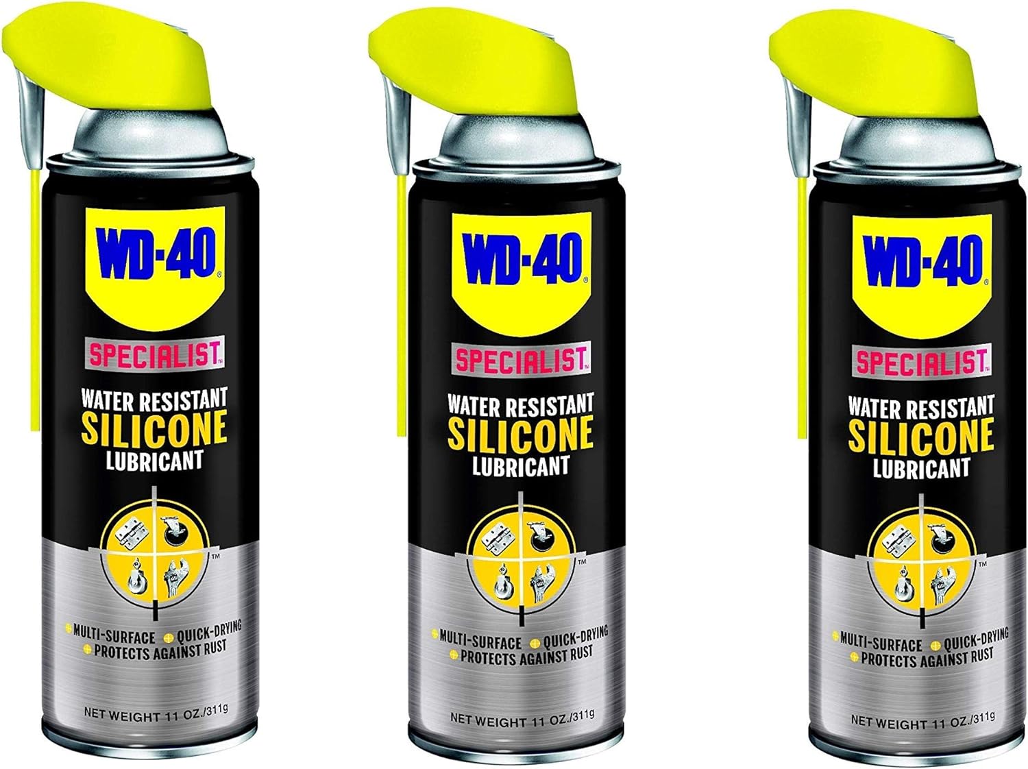 WD-40 Specialist Silicone Spray Smart Straw, 11 Oz, Lubricates, Waterproofs and Protects, Quick-Drying, Safe on Metal, Rubber, Plastic and Vinyl, Electrical Contact Cleaner