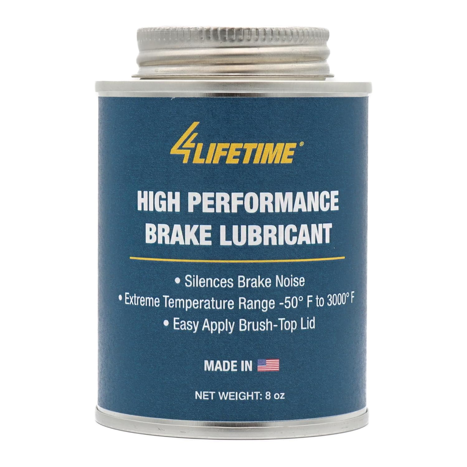 High Temp Ceramic Brake Lubricant - Superior Heat Resistance, Prevents Seizing, Stops Squeaking - Easy Application 8oz Brush Top Can