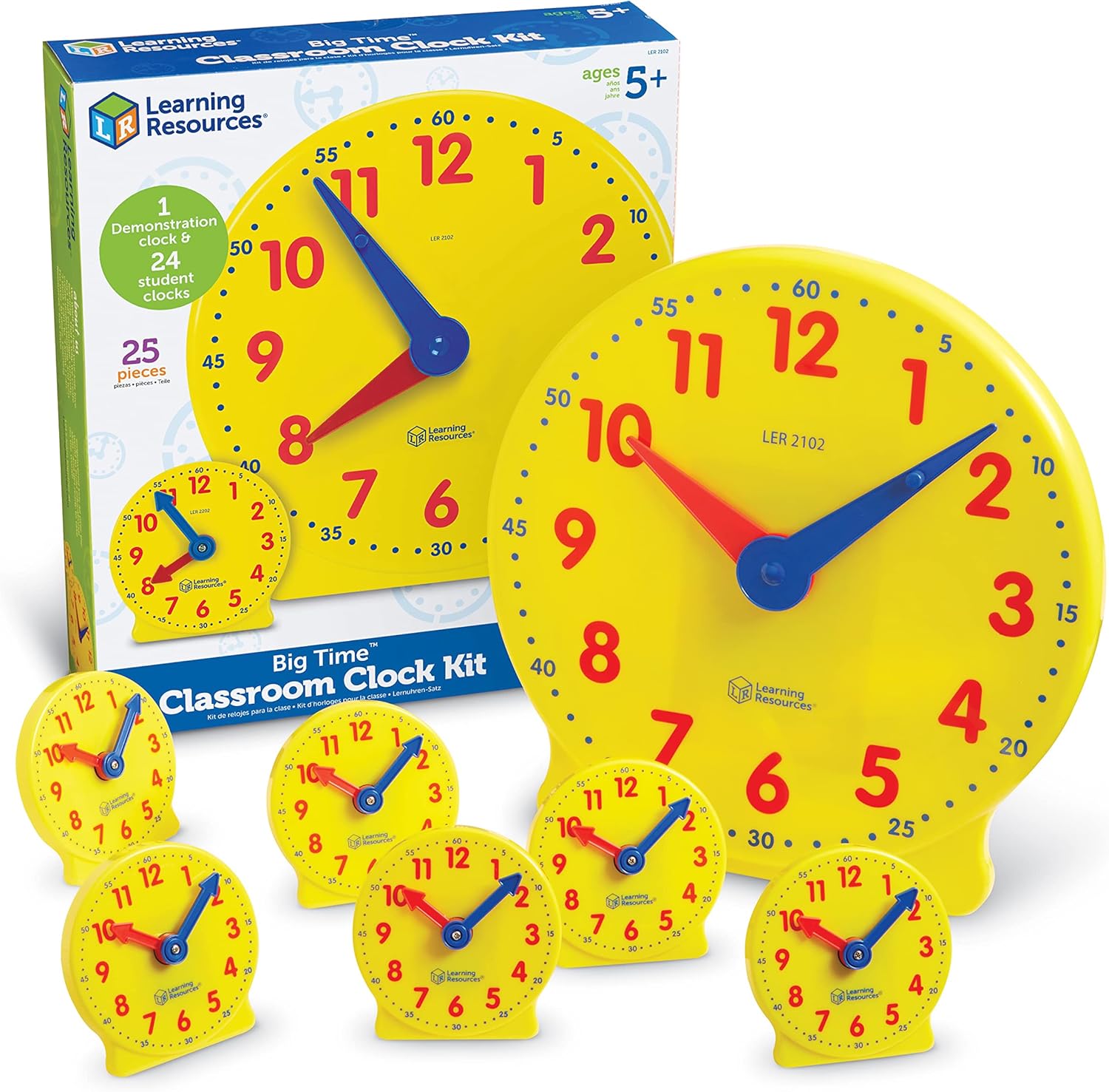 Learning Resources Classroom Clock Kit - Preschool Must Have, Teaching Time Activity , About Flash Time Cards, Montessori Toys, Math Manipulatives, Gifts for Boys and Girls, Toddler Activities