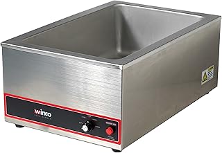 Winco FW-S500 Commercial Portable Steam Table Food Warmer 120V 1200W,Stainless Steel,Large