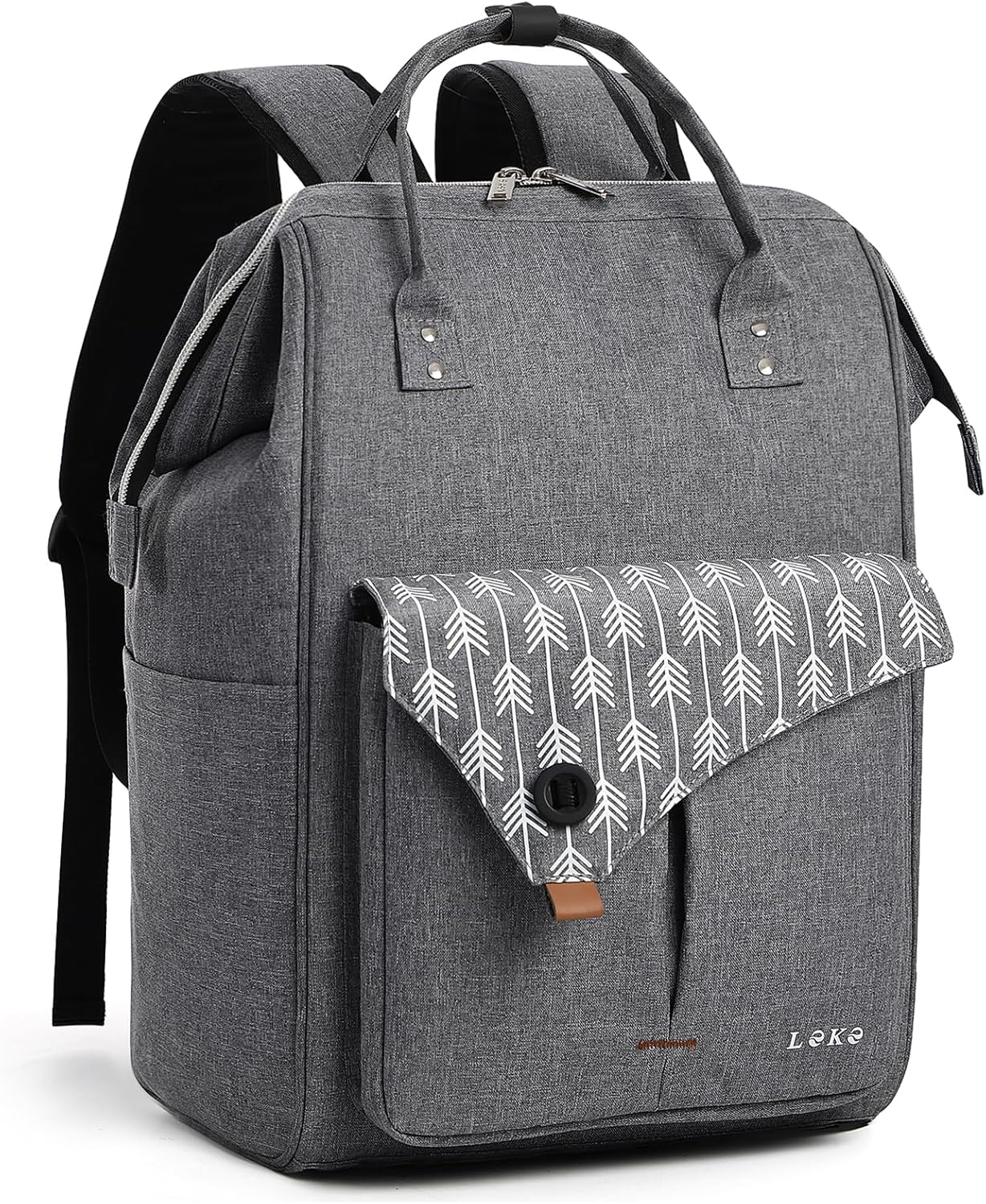 Lekesky Laptop Rucksack Bag 15.6 Inch Computer Backpack School Bag for Travel Business College Women Men- Grey