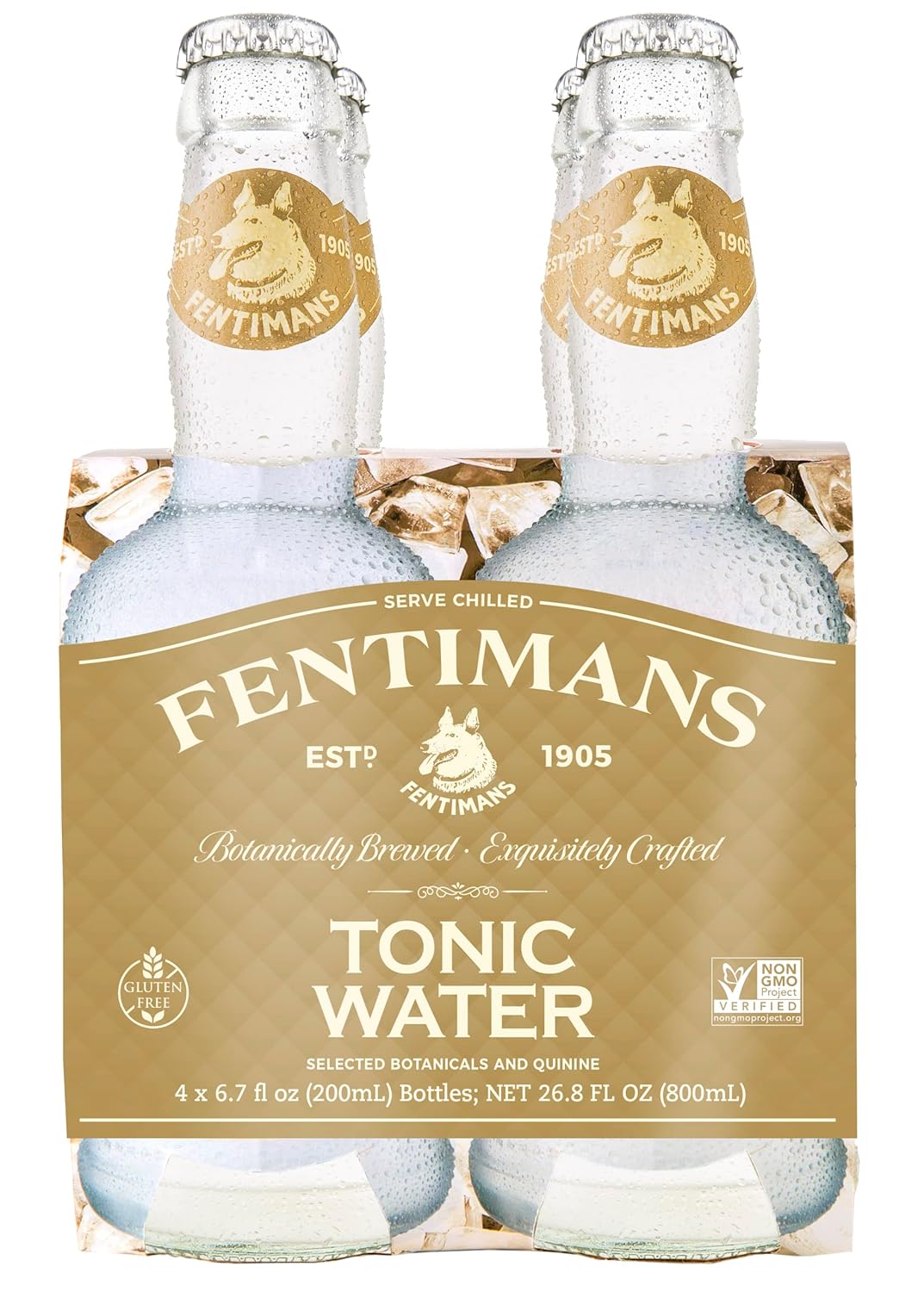 Fentimans Sparkling Tonic Water - Crafted Tonic Water with Quinine, All Natural Mixer, No Artificial Flavors, Preservatives or Sweeteners, Craft Soda, Botanically Brewed - 6.7 Fl Oz (Pack of 4)