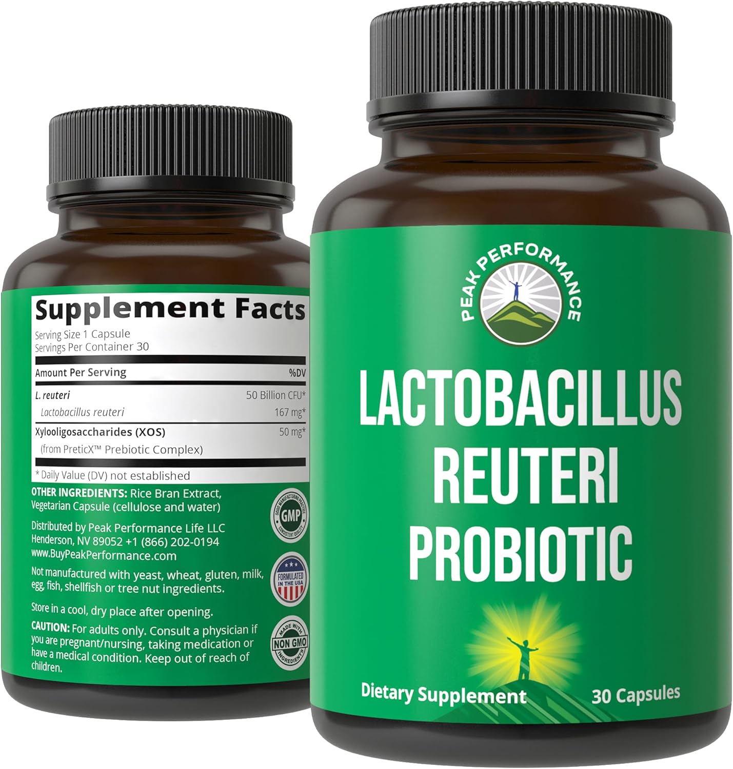 Lactobacillus Reuteri 50 Billion CFU Probiotics with Clinically Studied PreticX® XOS Prebiotic. L Reuteri Probiotic Capsules Supplement for Gut Health and Digestive Support. For Both Women & Men