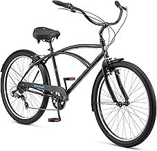 Schwinn Huron Beach Cruiser Bike for Adult Men & Women, 1/3/7-Speed Options, 26-Inch Wheels, 17 or 18-Inch Step-Over Steel Frame, Full Front & Rear Fenders, Vintage Inspired Classic Cruiser Handlebar