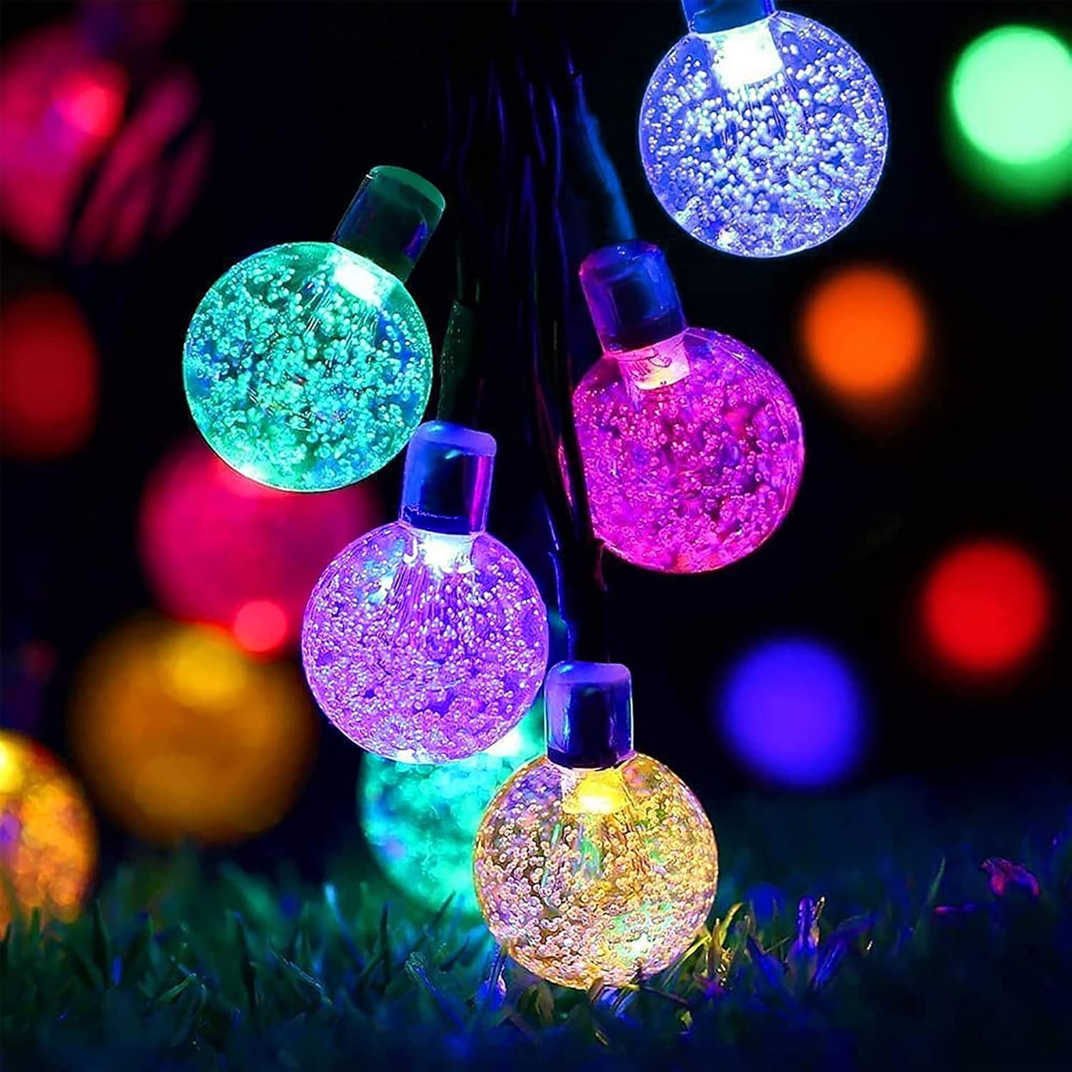Lezonic Solar Fairy Lights Outdoor Waterproof, 50LED Solar Garden Lights, 8 Mode 7M/23Ft Indoor/Outdoor String Lights for Garden Patio Yard Home Christmas Parties Wedding(Multi-Coloured)
