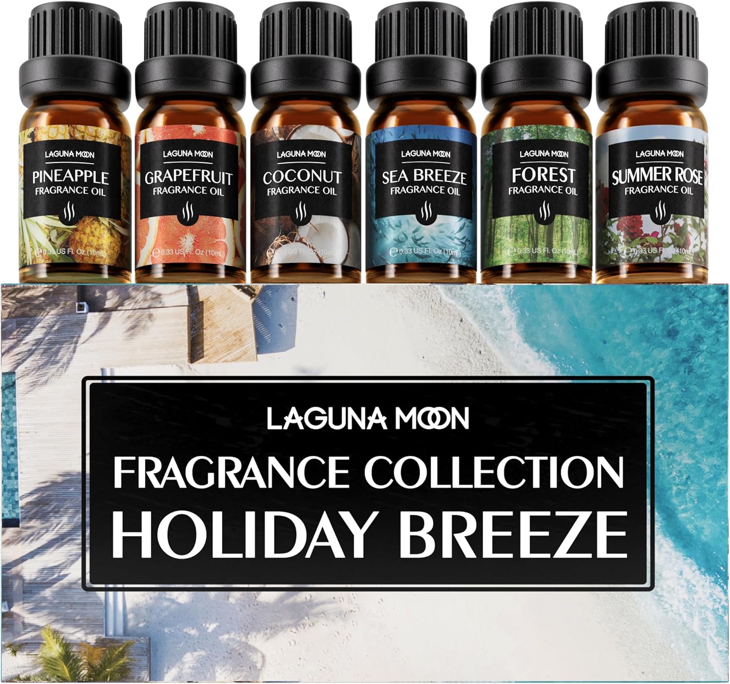 Fragrance Essential Oil - 6pc Holiday Breeze Scent Gift Set - Perfect for Candle Making, Soap Scents, Slime - Oils for Diffuser, Humidifier, Aromatherapy, Aroma Beads, Car Freshener (10mL)