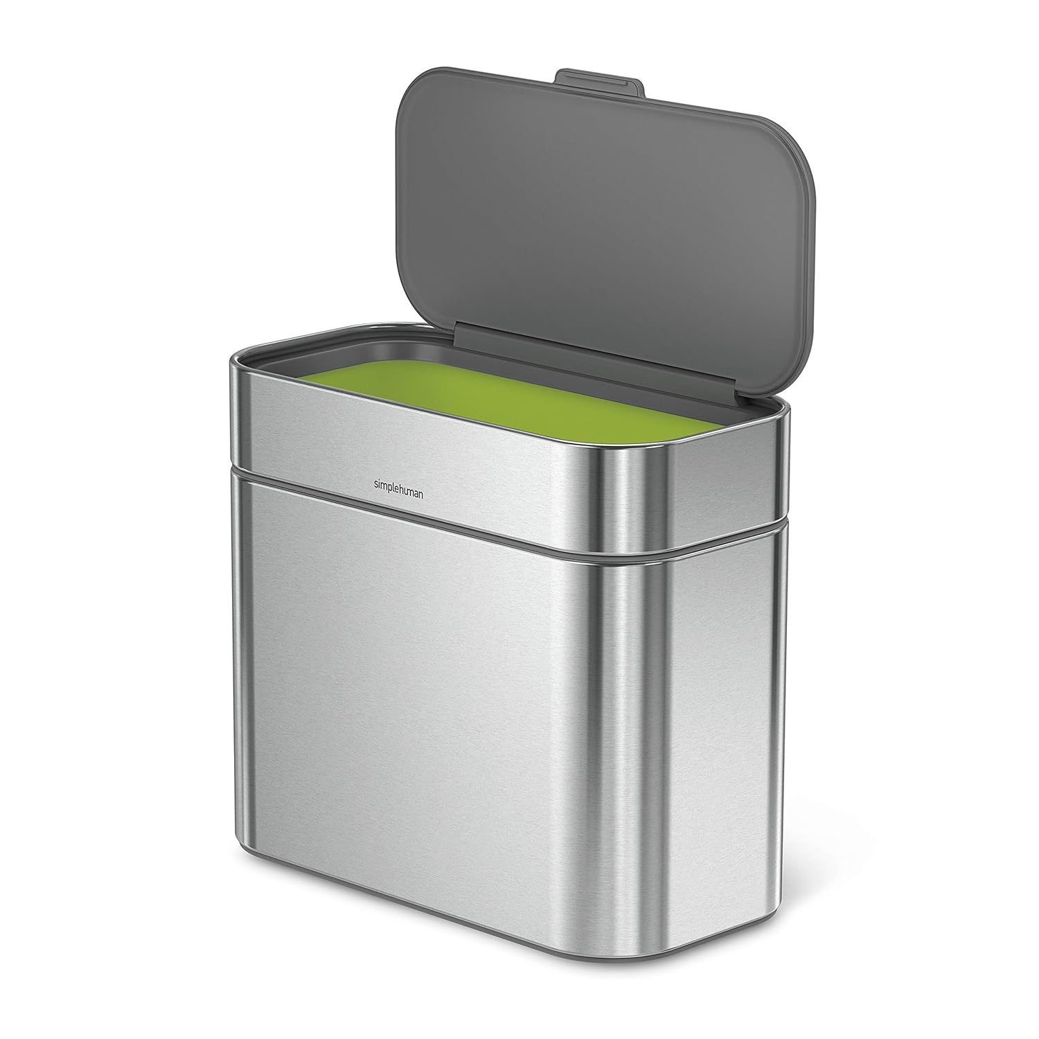 simplehuman CW1645 4L Compost Caddy, Indoor Kitchen Countertop Bin for Food Waste, Removable Inner Bucket, Soft-Seal Lid, Fingerprint-Proof Coating, Brushed Stainless Steel