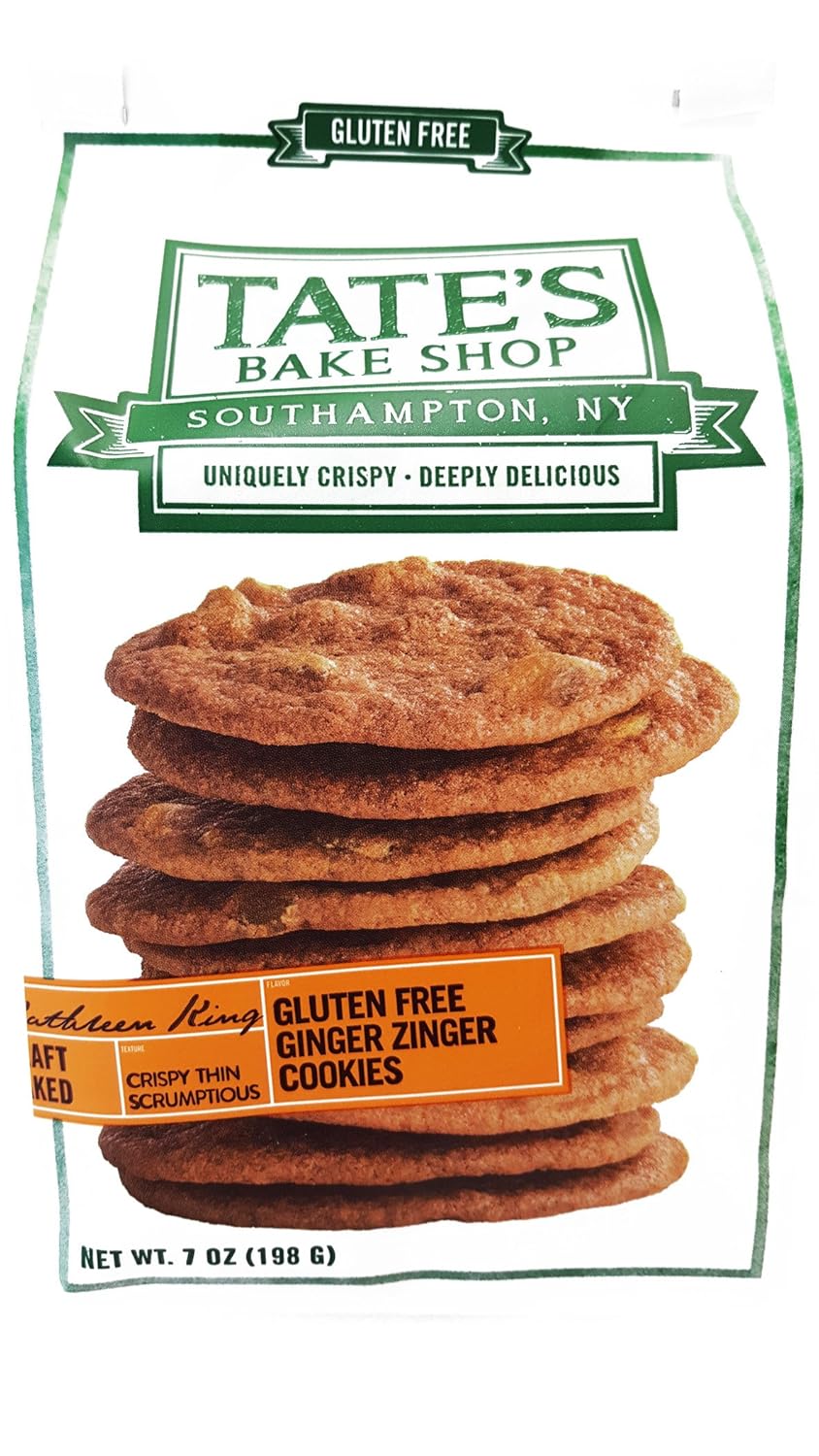 Tate's Bake Shop Gluten Free Cookies, Ginger Zinger, 12 Count (Pack of 12)