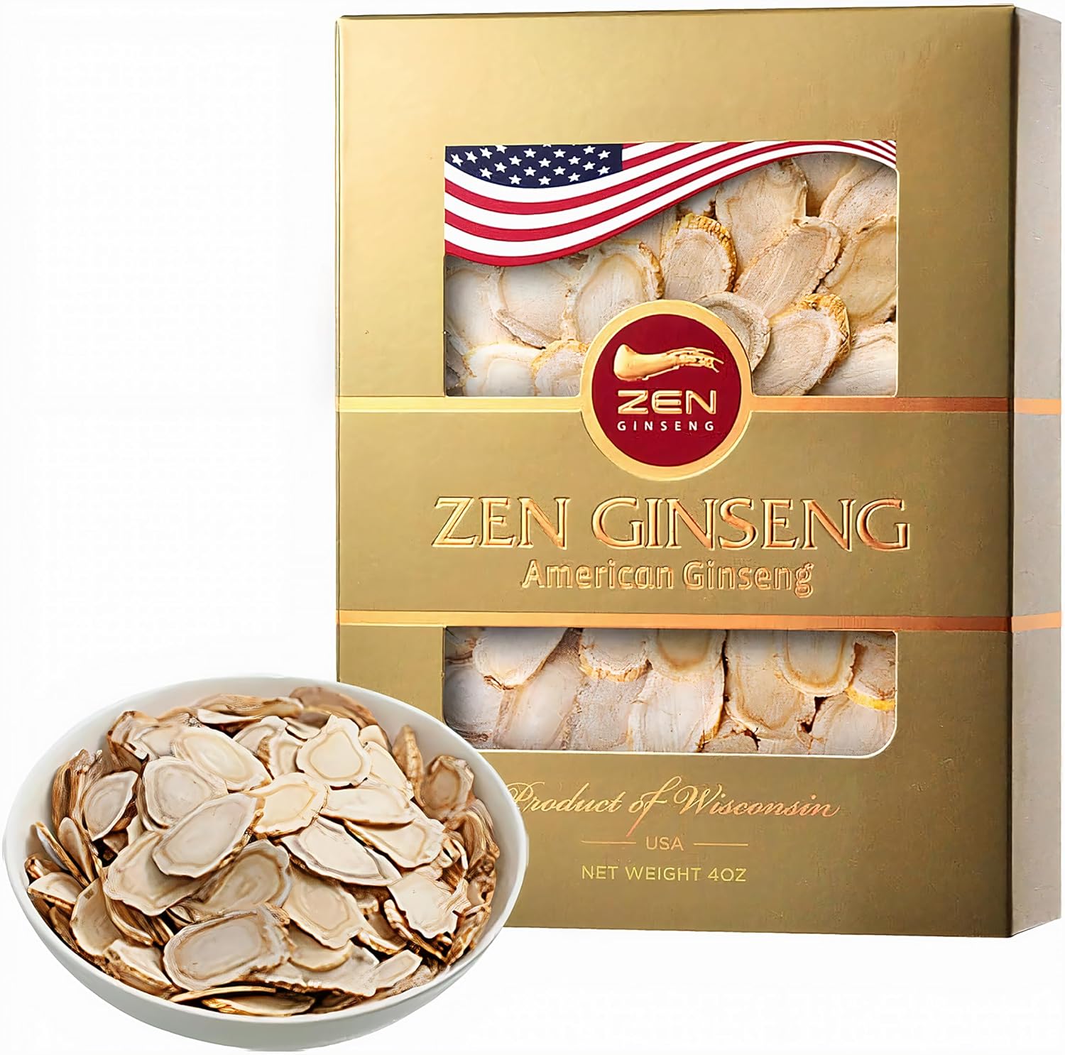 American Wisconsin Ginseng Slices — Improved Energy, Performance, & Mental Health for Men & Women (4 Oz. (Pack of 1))