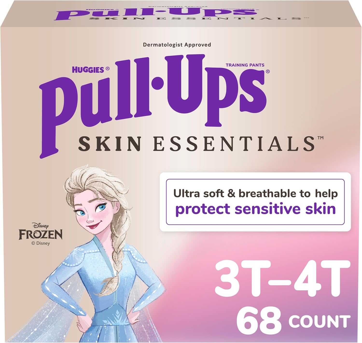 Pull-Ups Girls' Skin Essentials Potty Training Pants, Training Underwear, 3T-4T (32-40 lbs), 68 Ct