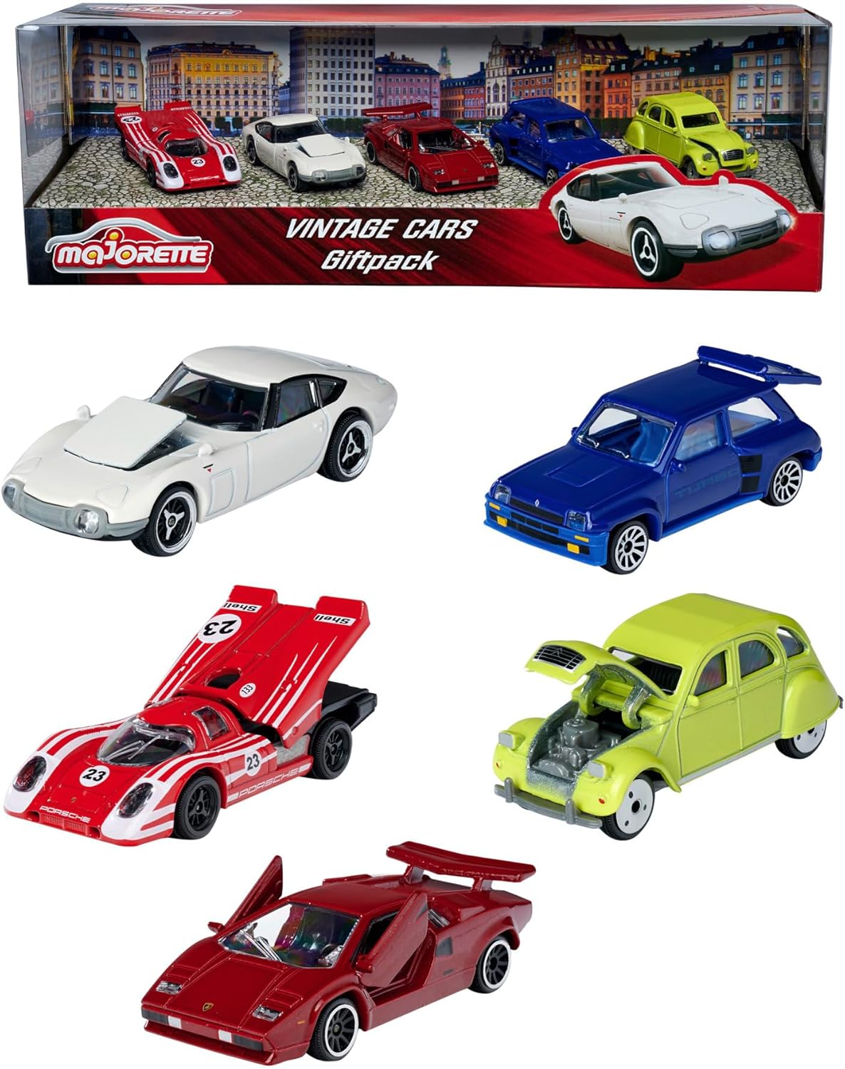 Majorette VINTAGE EDITION COLLECTOR DIE-CAST 5 CAR PACK Age 3+, Styles Vary (Volkswagen, Citroen)