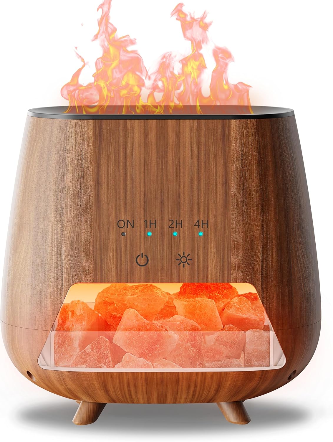 Essential Oil Diffuser for Home: 200ml Aromatherapy Diffuser with Himalayan Pink Salt Rock, Cool Mist Humidifier with Auto Off Function and 9 Colors LED Night Light for Bedroom