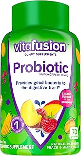 Vitafusion Probiotic Gummy Supplements, Raspberry, Peach and Mango Flavors, Probiotic Nutritional Supplements with 5 Billion CFUs, America’s Number 1 Gummy Vitamin Brand, 35 Day Supply, 70 Count