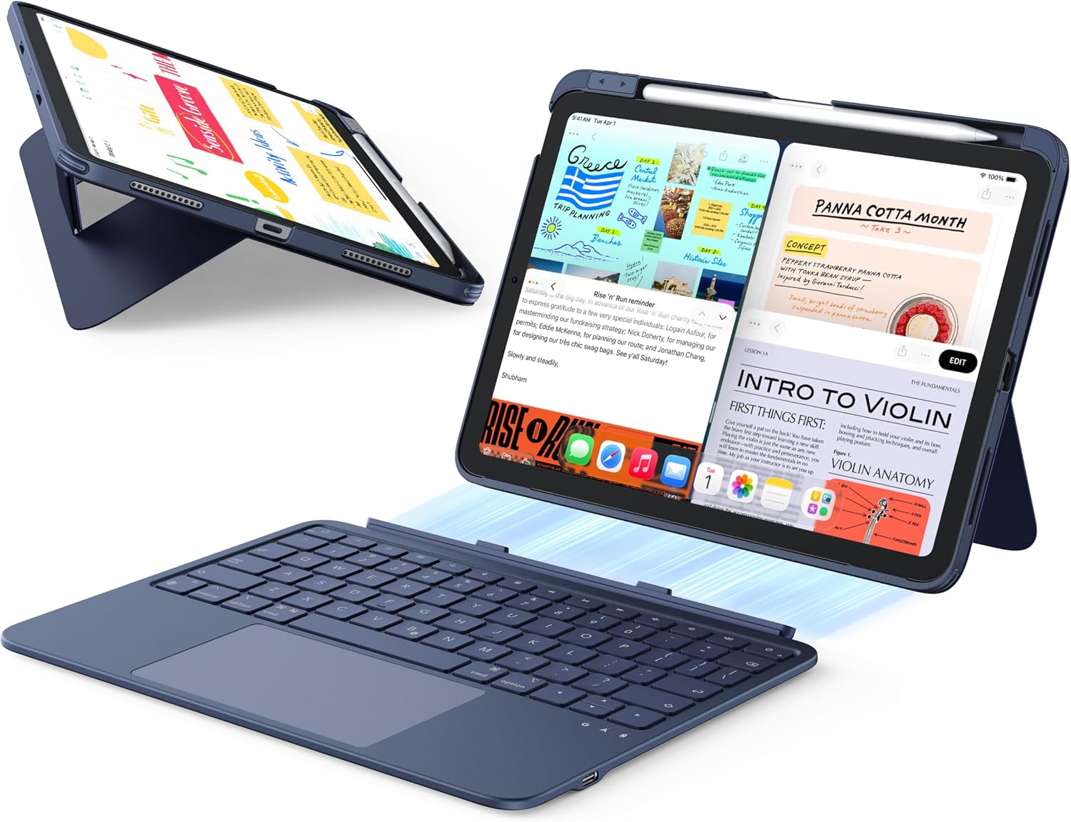 ESR for iPad (A16) 11th/10th Gen Case with Keyboard, Ultra-Light | Magnetic Detachable Keyboard Case, Stable Stand for Writing, Large Trackpad, Flex Series, Blue