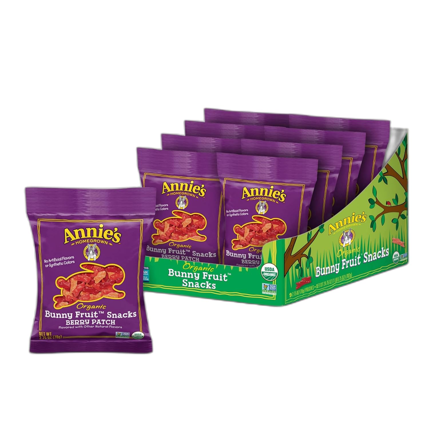 Annie's Organic Bunny Berry Patch Fruit Snacks, Gluten Free, 9 Bags