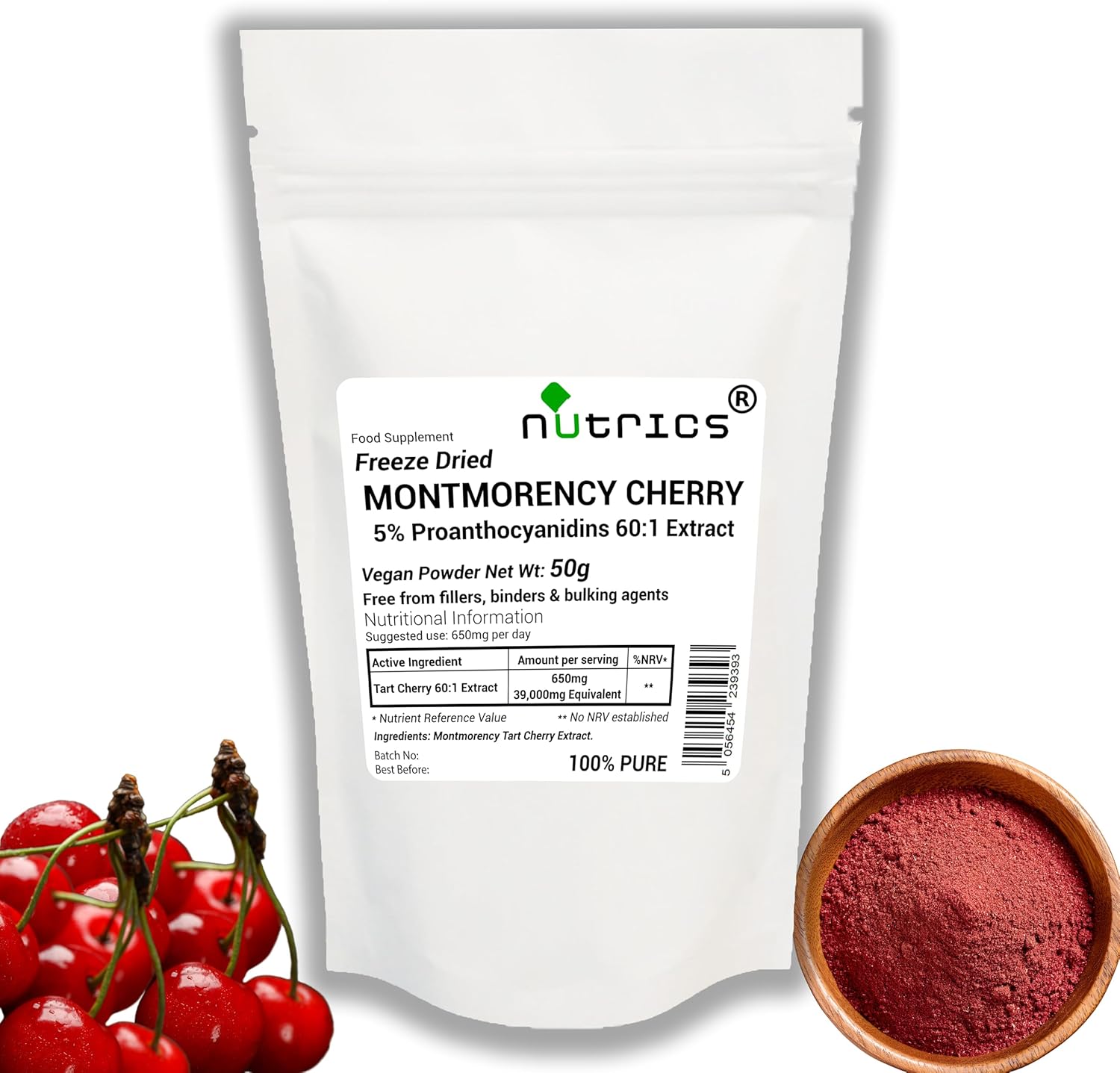 50g Montmorency Tart Cherry Extract Powder 5% Proanthocyanadins - 100% Pure - No fillers Binders or Bulking Agents