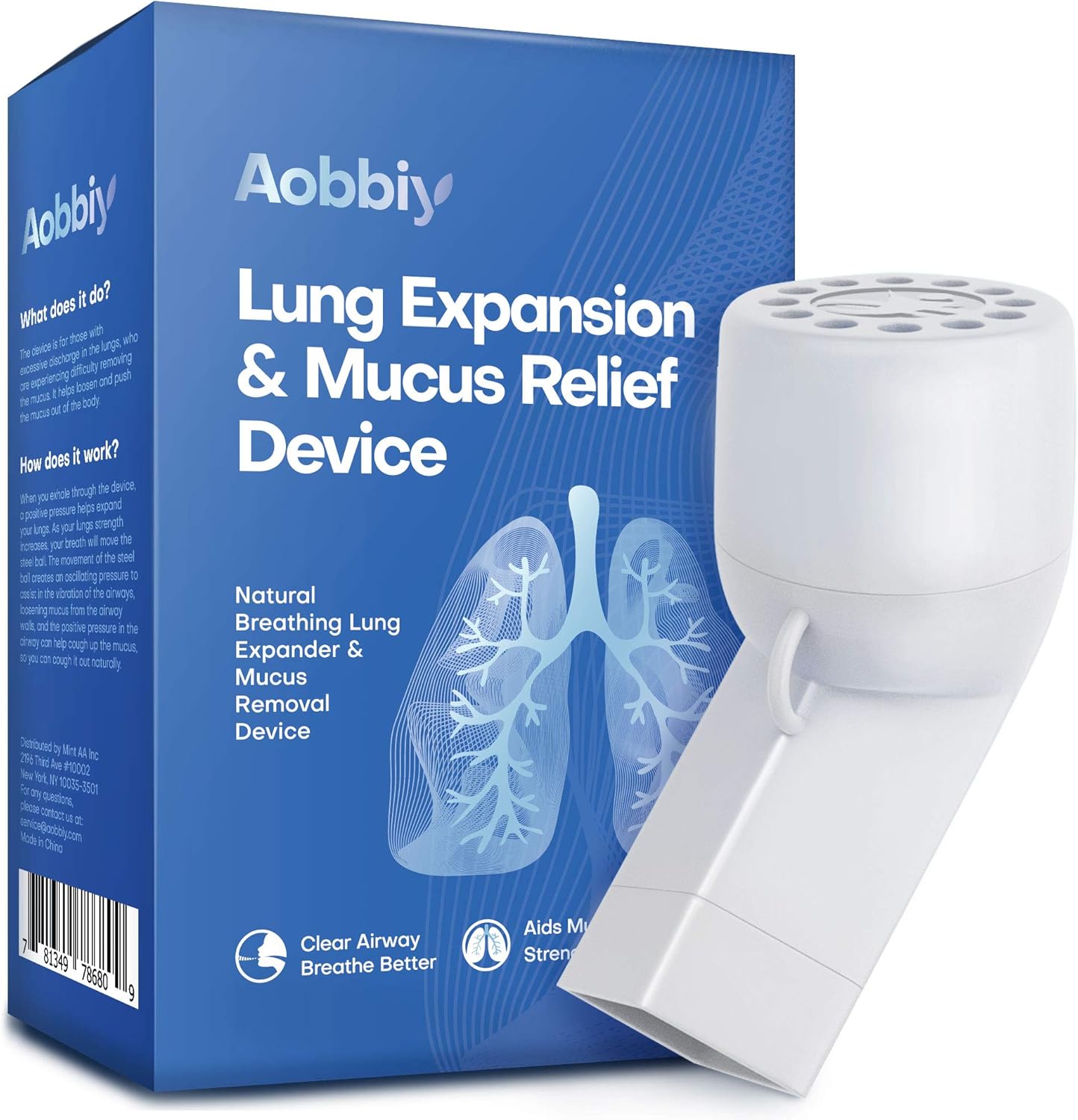 Aobbiy Lung Expansion, Mucus Relief Device, Hand-Held Breathing Trainers - OPEP Therapy, Drug-Free - Helps Open Airways, Remove Mucus Effectively. Stronger & Healthier Lungs and Airway, Easy to Use
