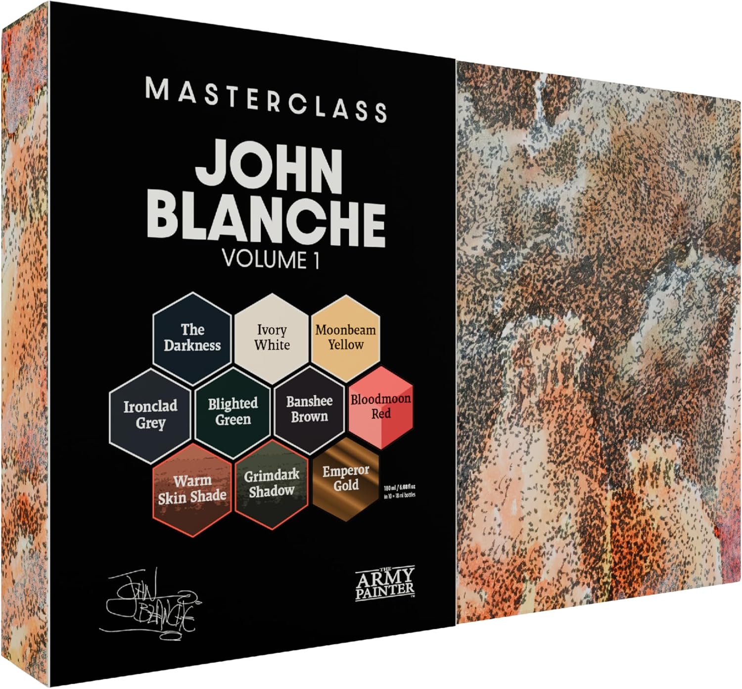 The Army Painter, Masterclass John Blanche Volume 1 Paint Set, 6 x 18 ml Warpaints Fanatic Paints, 1 unique Speedpaint, 2 Washes, 1 Metallic & 1 Art Print - Model Paint Set for Miniature Wargaming