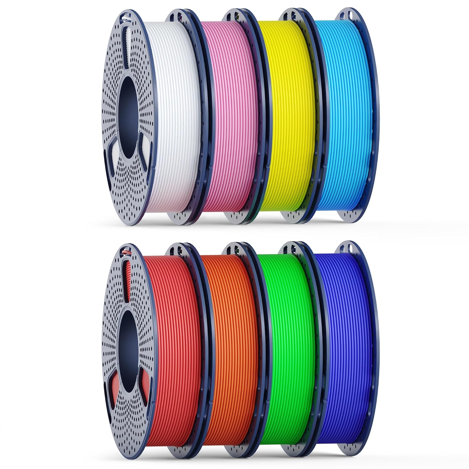 250g High Speed SUNLU PETG Filament 1.75mm Bundle, 250g Spool, 8 Rolls, White+Red+Orange+Yellow+Green+Sky Blue+Blue+Pink