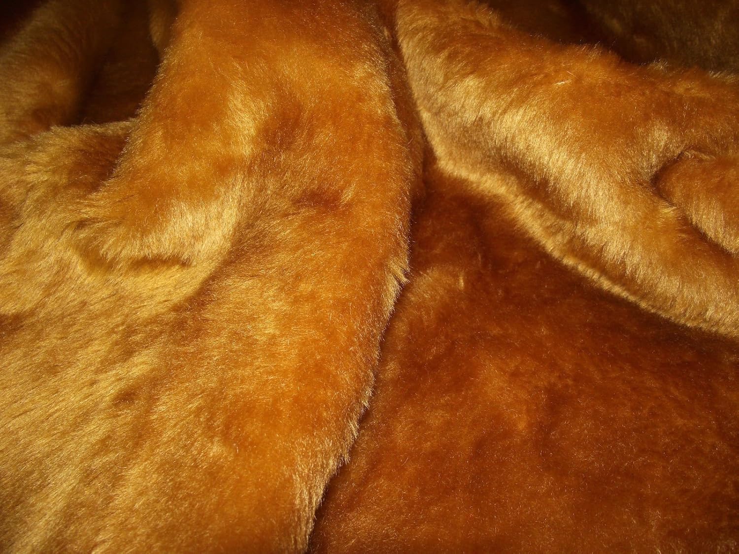 Short Plush Care Bear Faux Fur Fabric Honey Brown, 1Mtr - 150cmx100cm