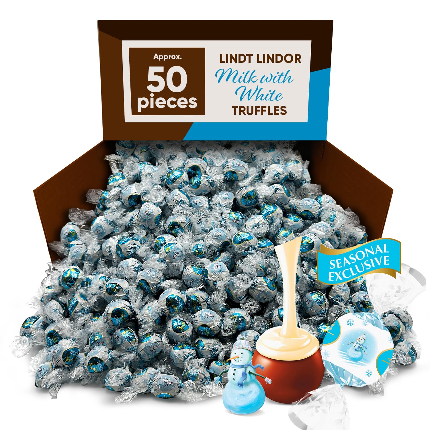 Milk with White Milk Chocolate Truffles 50 Count - Individually Wrapped Candy Milk & White Chocolate - Delicious Combination of Creamy Milk Chocolate & Smooth White Chocolate