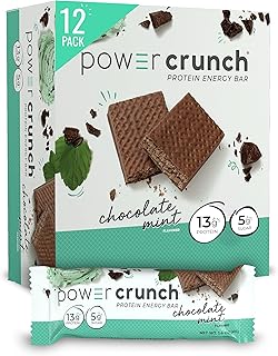 Power Crunch Protein Wafer Bars, High Protein Snacks with Delicious Taste, Chocolate Mint, 1.4 Ounce (12 Count)