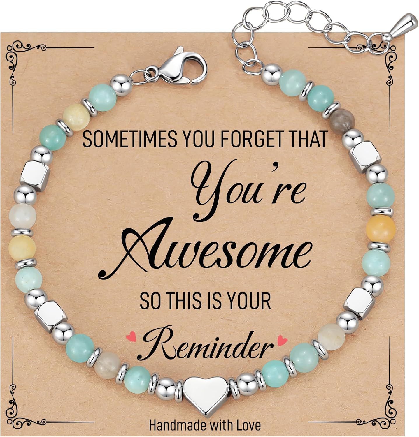 TONY & SANDY Tiny Beaded Bracelets for Women, Sometimes You Forget You're Awesome Gift, Unique Gifts for Women, Mom, Daughter, Wife, Coworker, Best Friend, Bestie, Granddaughter
