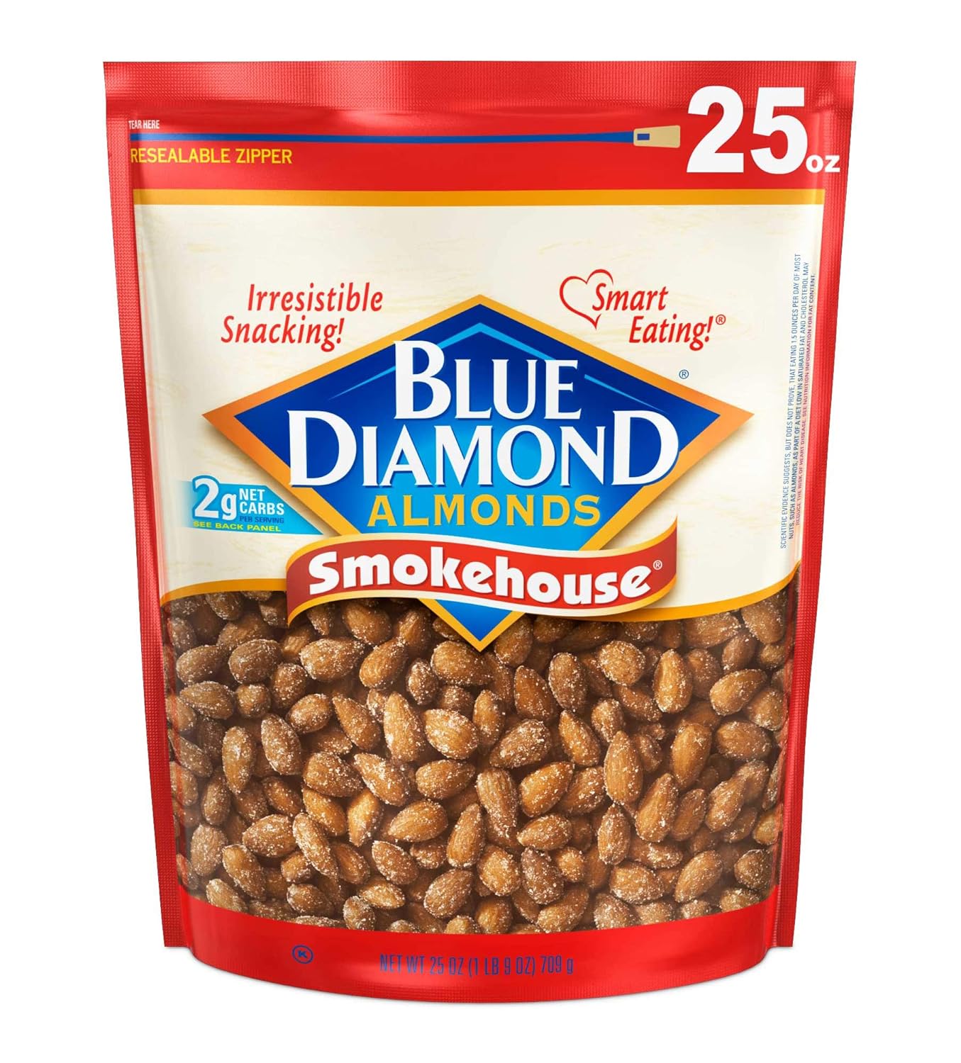 Blue Diamond Almonds Smokehouse Flavored Snack Nuts, 25 Oz Resealable Bag (Pack of 1)