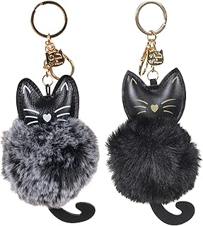 Faux Fur Ball Pom Pom Key Chain Ring for Women Bag Pendant