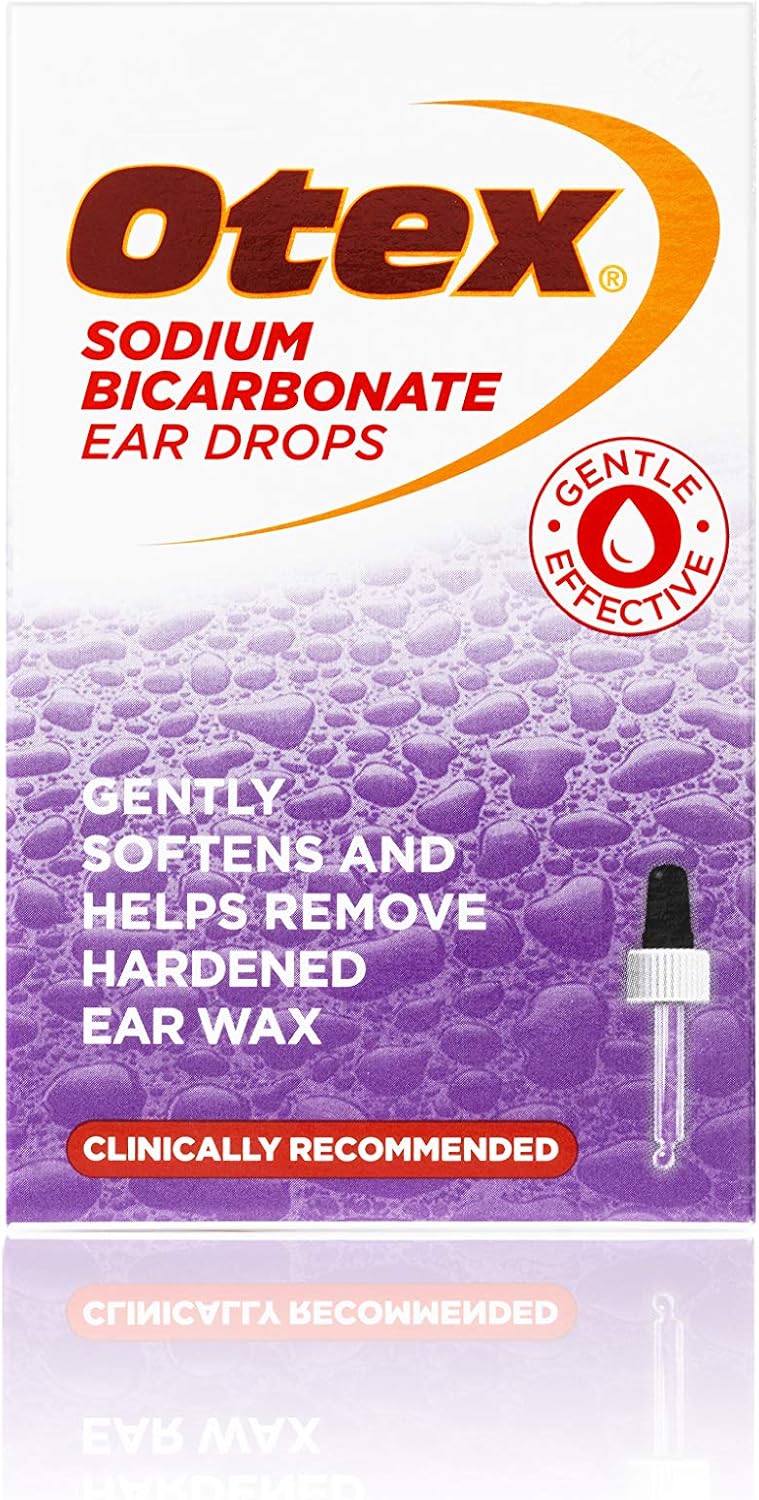 Otex Sodium Bicarbonate Ear Drops for Ear Wax Removal. Effective, Natural and Gentle Removal of Excessive, Hardened Ear Wax. Softens and Helps Remove Ear Wax, 10ml