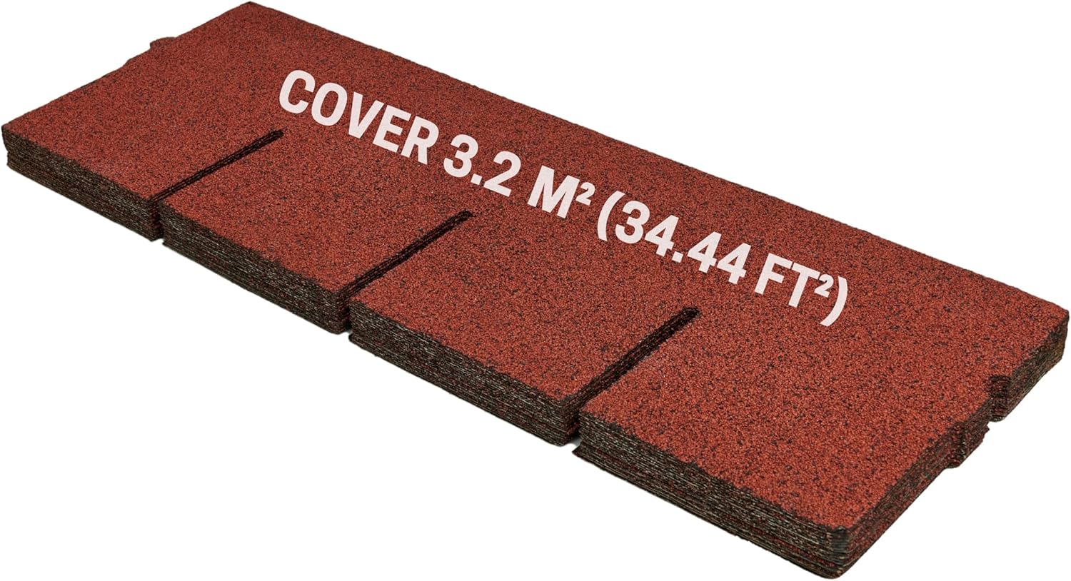 Premium Bitumen Roof Felt Shingles - 20 pcs / 34.44 ft² (3.2 m²), 39.37’’ x 13.39’’ (100cm x 34cm), Asphalt Roof Shingles for Shed - Weather Resistant & Heavy Duty Roofing Tiles - Red Colour