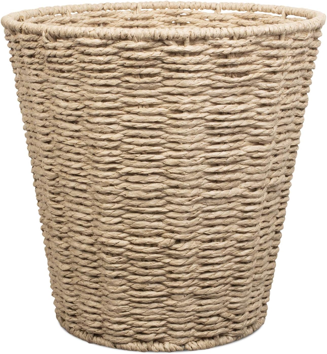 woodluv Round Waste Paper Basket Bin - Rubbish Bin for Bedroom, Bathroom, Offices or Home