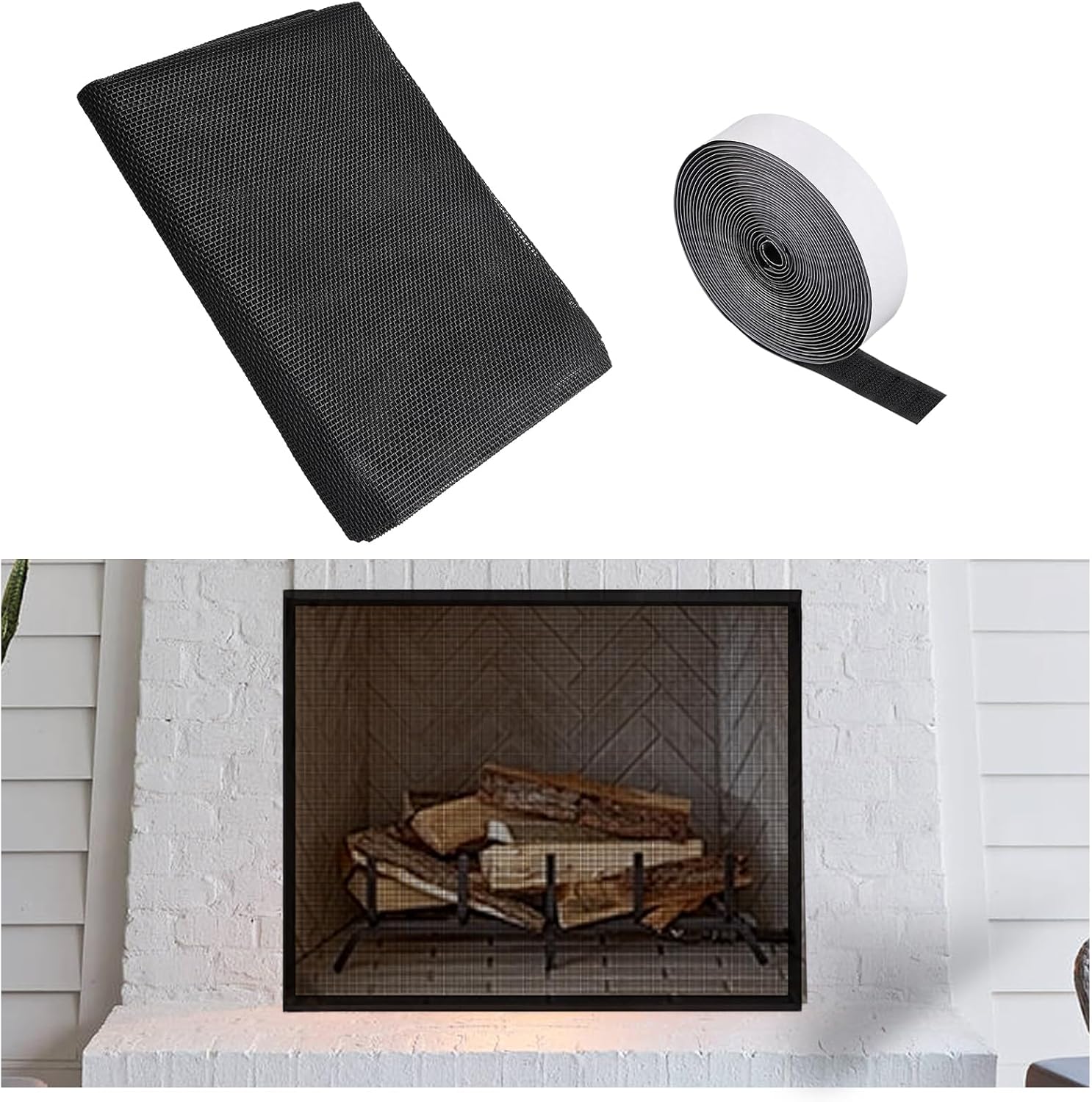 Fireplace Cover, Mesh Fireplace Cover, Guard Fire Screen Single Panel, Fireplace Cover Baby Proof to Prevent Baby and Pet Near Fireplace, Fireplace Flue Blocker (29 * 45in)