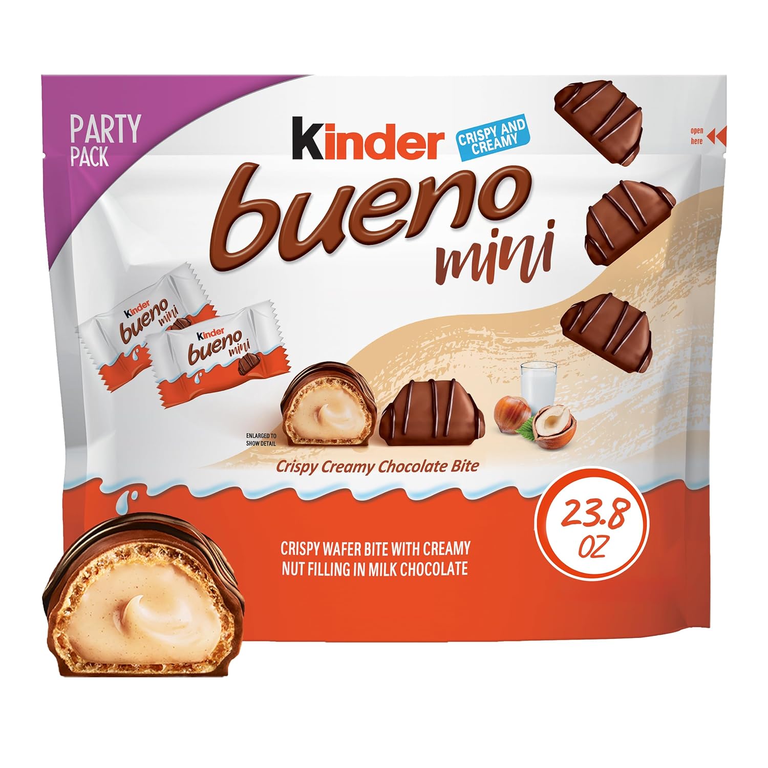 Kinder Bueno Mini Chocolate Bites, Hazelnut Cream, Party Pack, 23.8 oz