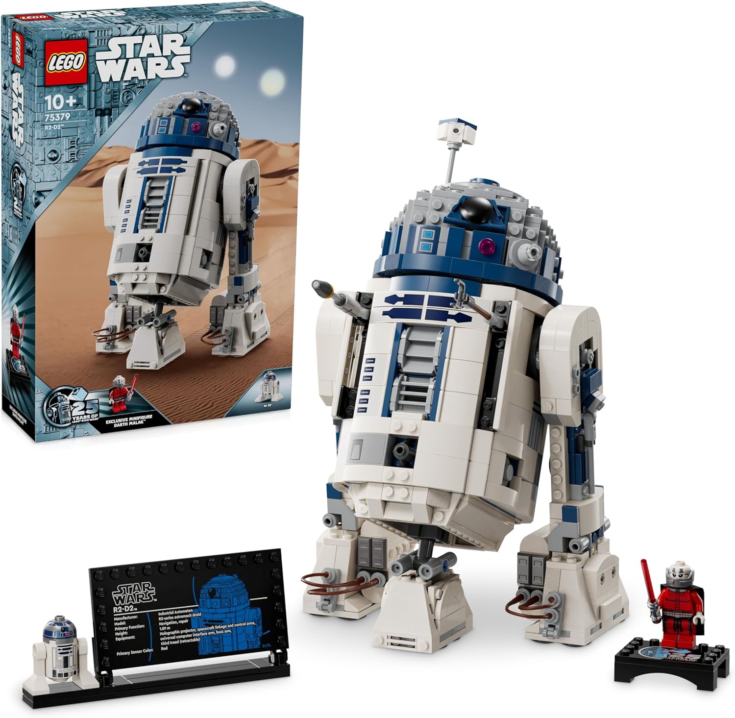 LEGO Star Wars 75379 R2-D2 Building Toy - Play and Display Droid Figure with Rotating Head, Periscope & Tools - incl. a Darth Malak Minifigure - Gift for 10+ Year Old Boys & Adult Fans