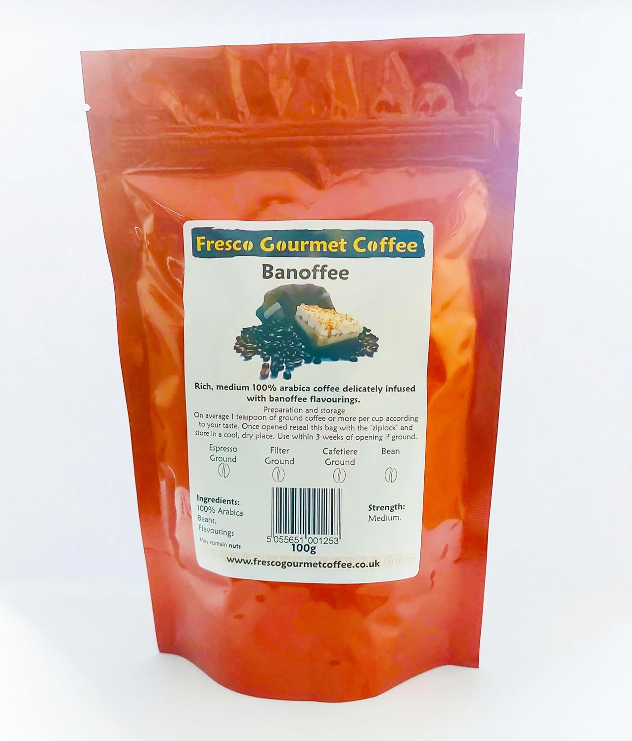 Flavoured Coffee Bean - Banoffee Ground for Cafetiere 200g