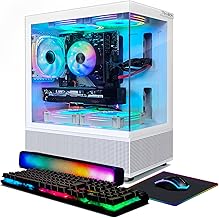 STGAubron Gaming Desktop PC, Radeon RX 580 16G, Intel Core i7-6700 up to 4.0G, 32G DDR4, 2T SSD, 600M WiFi, BT 5.0, RGB Fan x3, RGB BT Sound Bar, Windows 10 Home, White