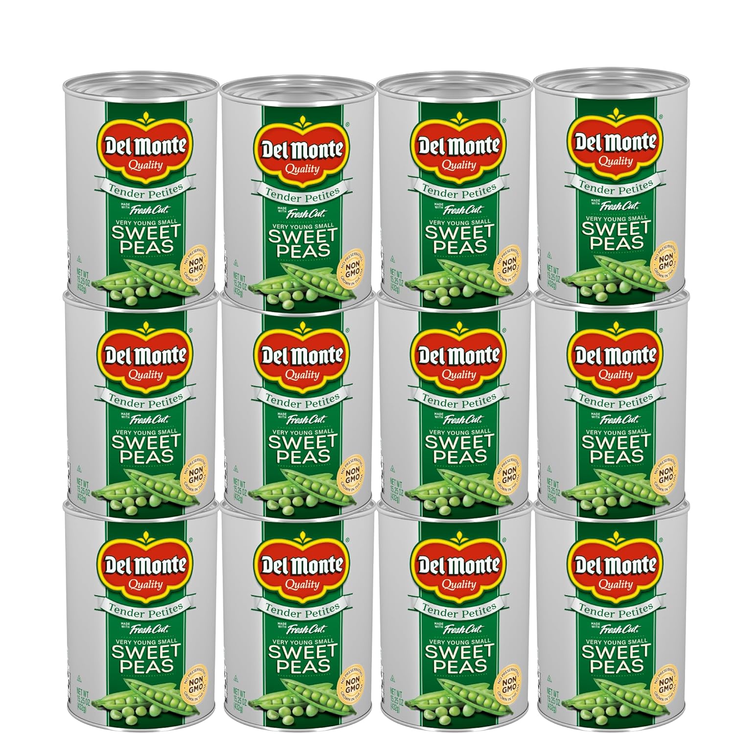 Del Monte Tender Petites Very Young Small Sweet Peas (Pack of 12) 15.25 oz. Can